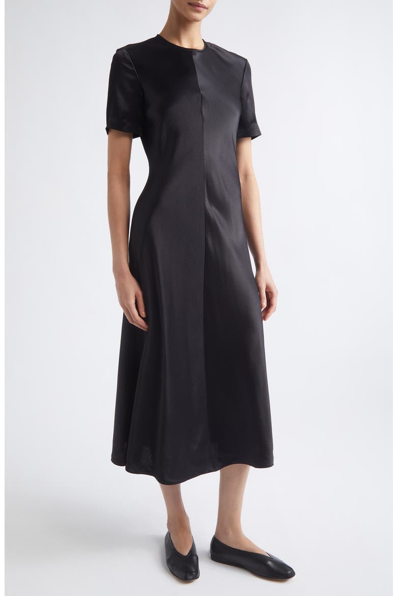 Akriti Short Sleeve Bias Dress, Alternate, color, BLACK
