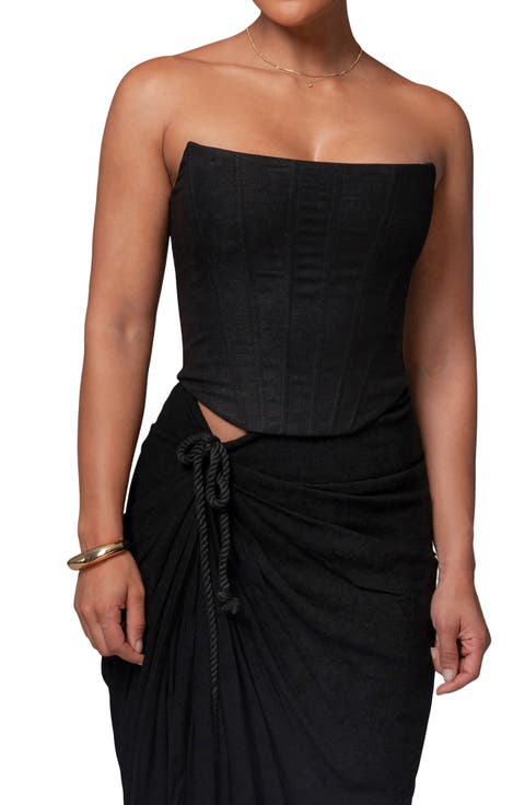 Fenix Strapless Cotton & Linen Corset Top