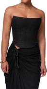 JLUXLABEL Fenix Strapless Cotton & Linen Corset Top