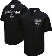 Mitchell & Ness Men's Mitchell & Ness Black Golden State Warriors Hardwood Classics Camp Shirt