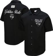 Mitchell & Ness Men's Mitchell & Ness Black Golden State Warriors Hardwood Classics Camp Shirt