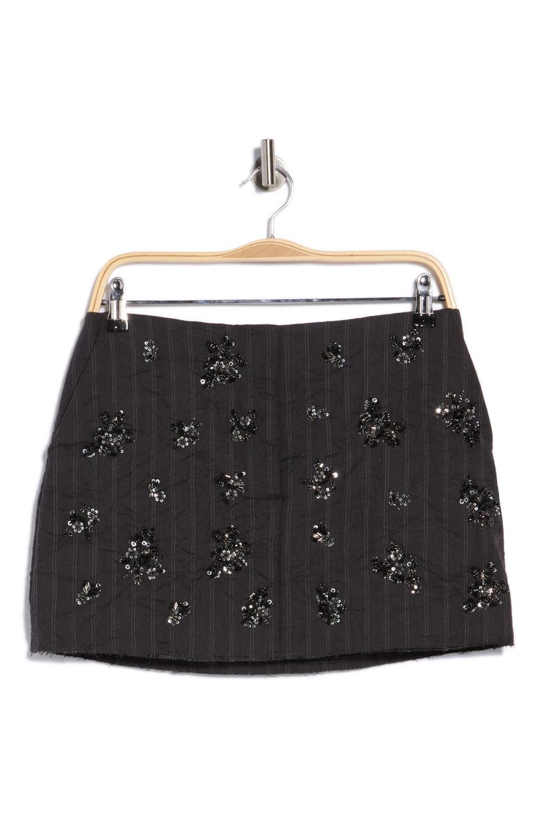 Blaire Sequined Striped Miniskirt, Main, color, CHARCOAL STRIPE