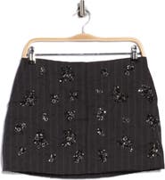 Simkhai Blaire Sequined Striped Miniskirt