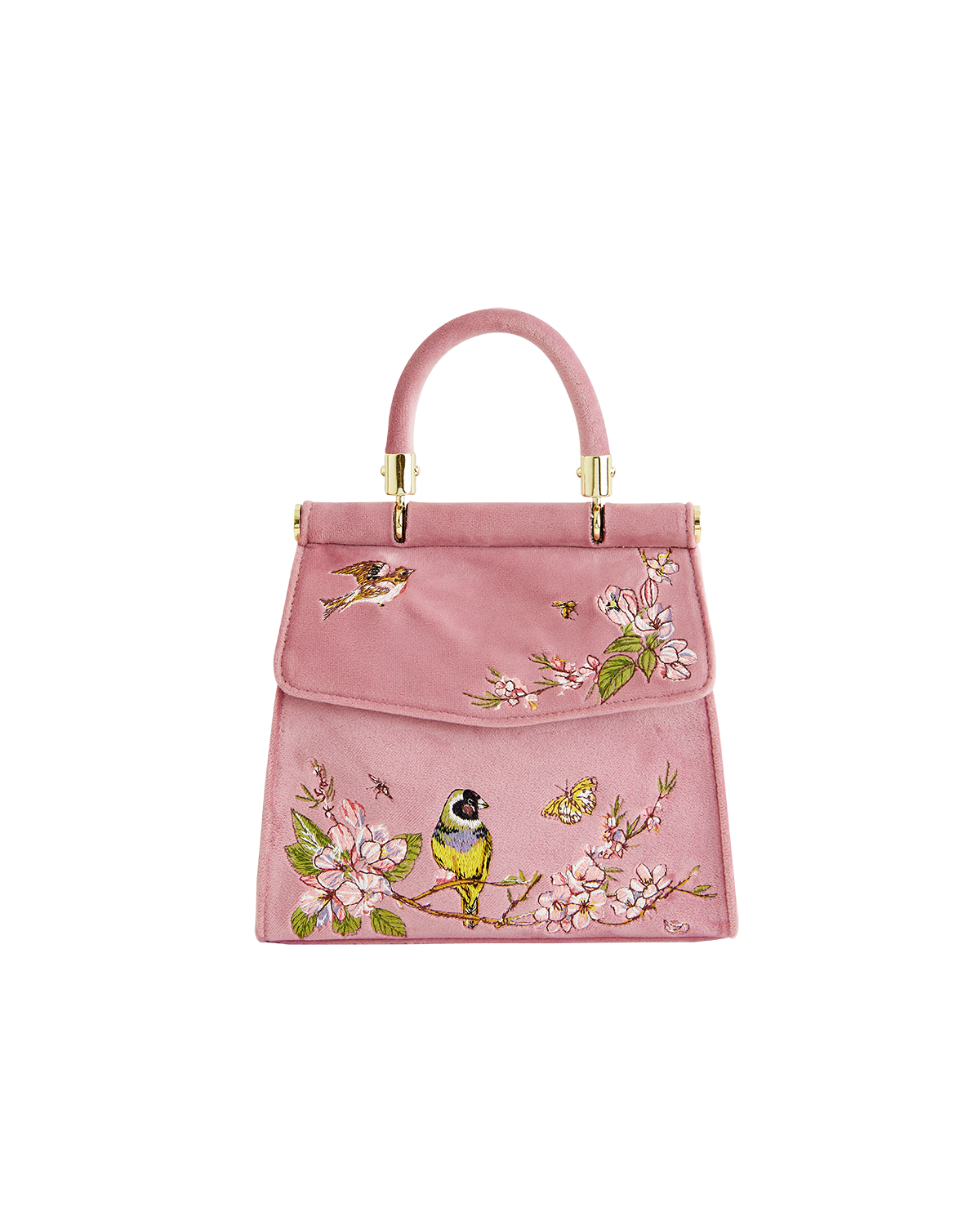 Fable England Song Bird Embroidered Mini Pink Tote, Main, color, Pink