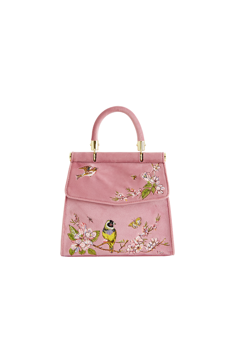 Fable England Song Bird Embroidered Mini Pink Tote, Main, color, Pink