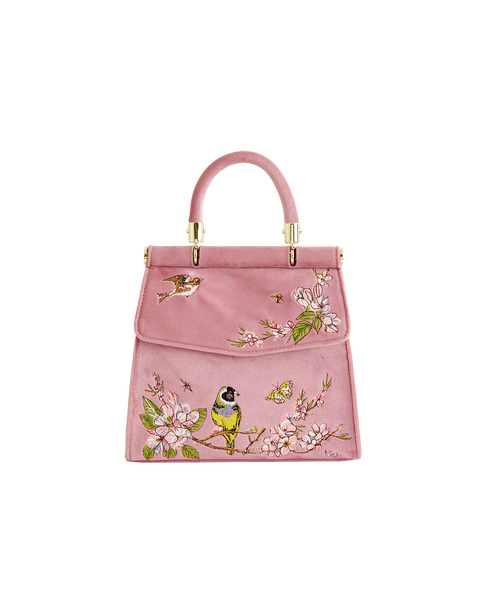 Song Bird Embroidered Mini Pink Tote