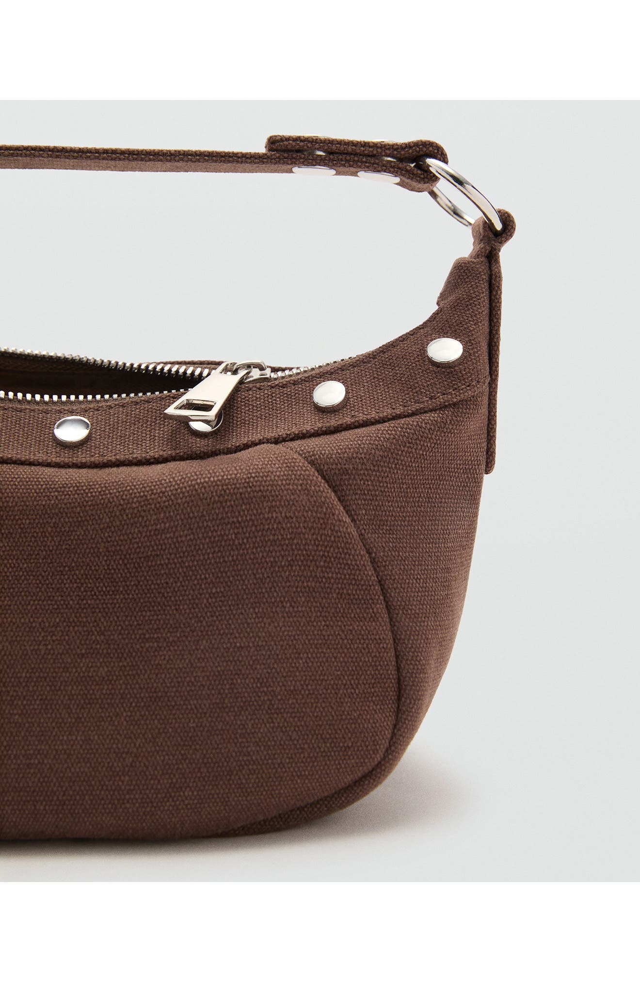 MANGO Studded Cotton Canvas Shoulder Bag, Alternate, color, 