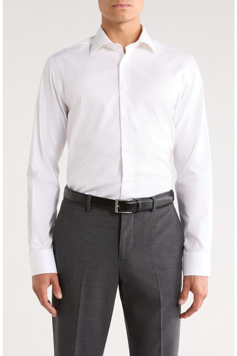 Dream White Cotton Stretch Twill Dress Shirt, Main, color, WHITE