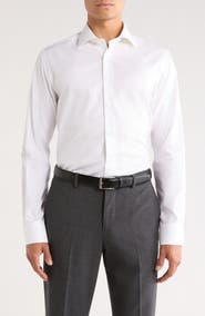 Jack Victor Dream White Cotton Stretch Twill Dress Shirt (Nordstrom Exclusive)