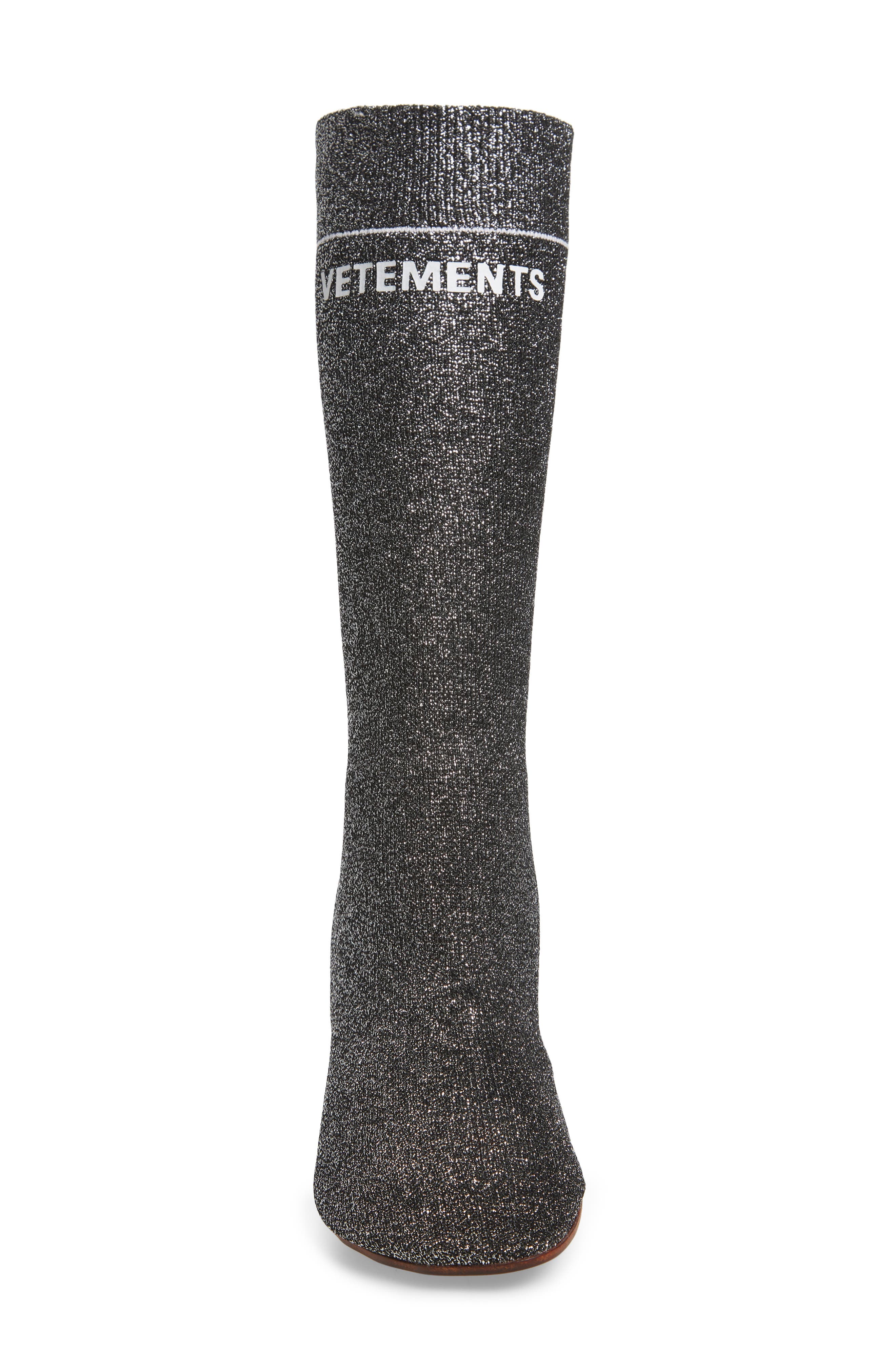 Lurex Sock Boot, Alternate, color, SILVER/SILVER HEEL - 814