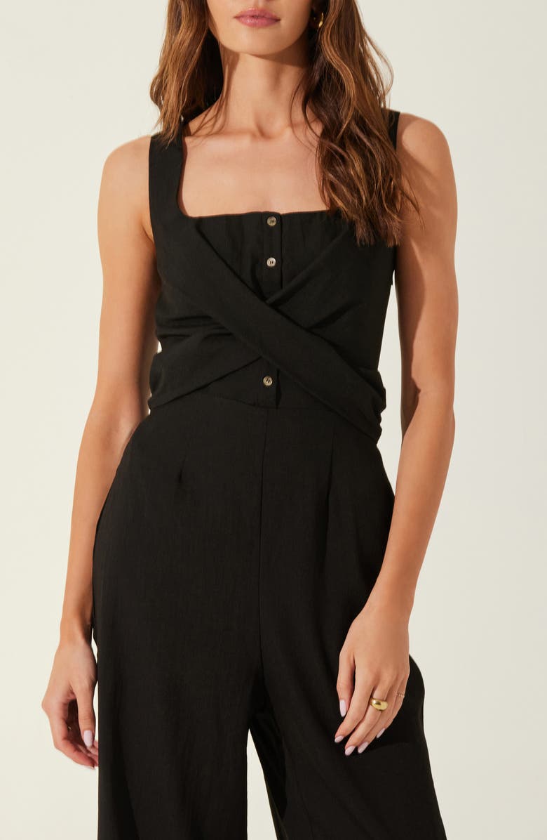 ASTR the Label Cross Front Jumpsuit, Alternate, color, Black