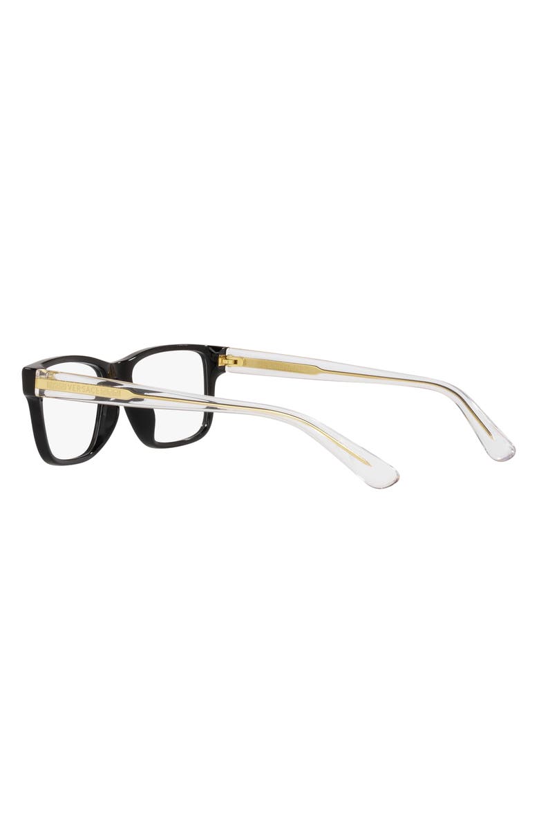 Versace 47mm Rectangular Optical Glasses, Alternate, color, Black