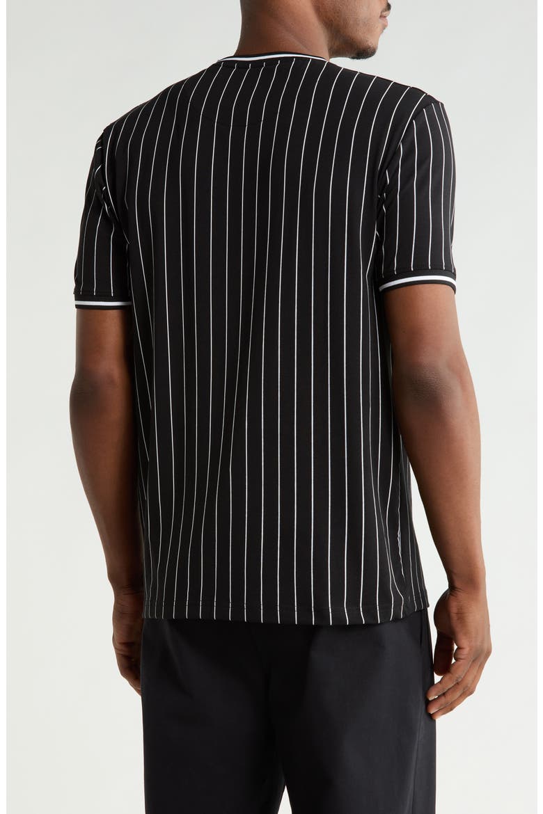 Vertical Stripe Crewneck Short Sleeve T-Shirt, Alternate, color, BLACK