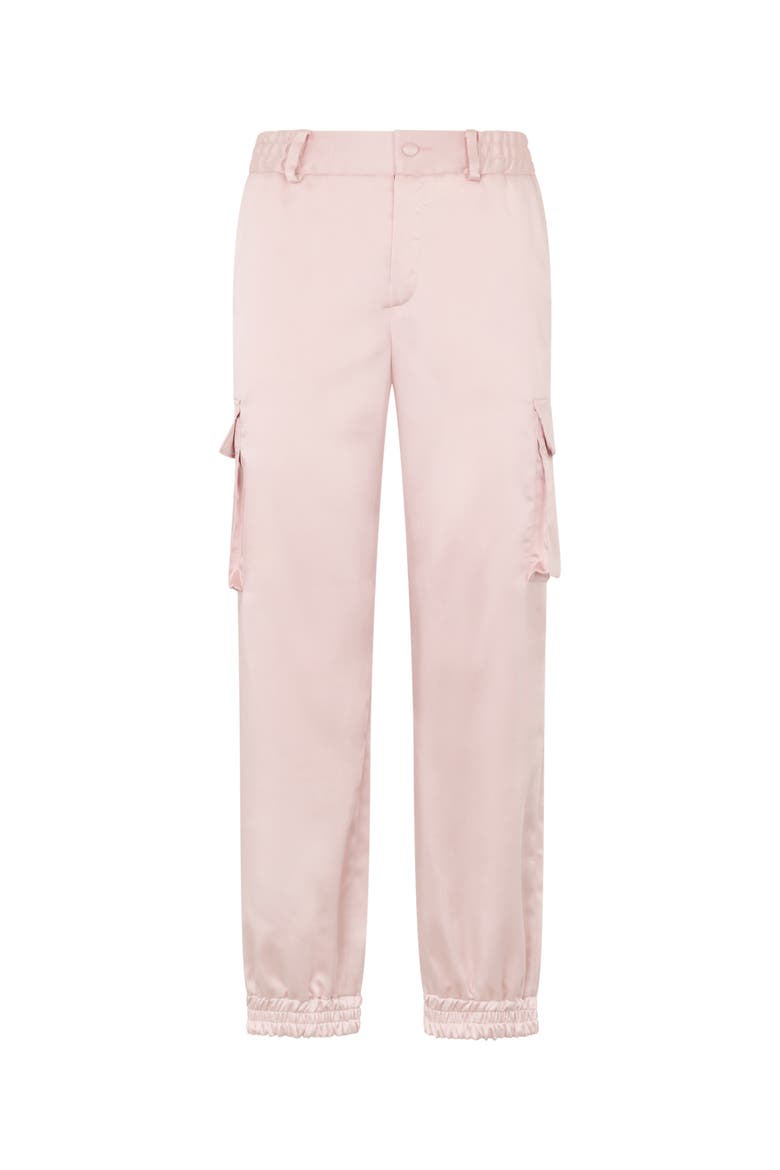 Satin Cargo Fit Drawstring Trousers Women, Main, color, rose/pink