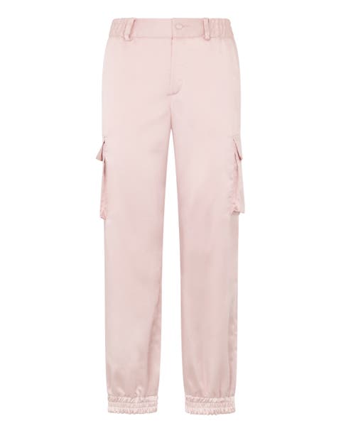 Satin Cargo Fit Drawstring Trousers Women