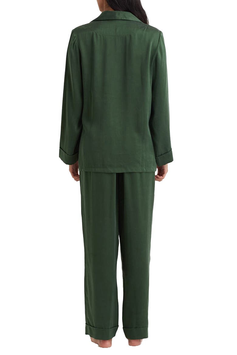 Audrey Mulberry Silk Pajamas, Alternate, color, FOREST GREEN
