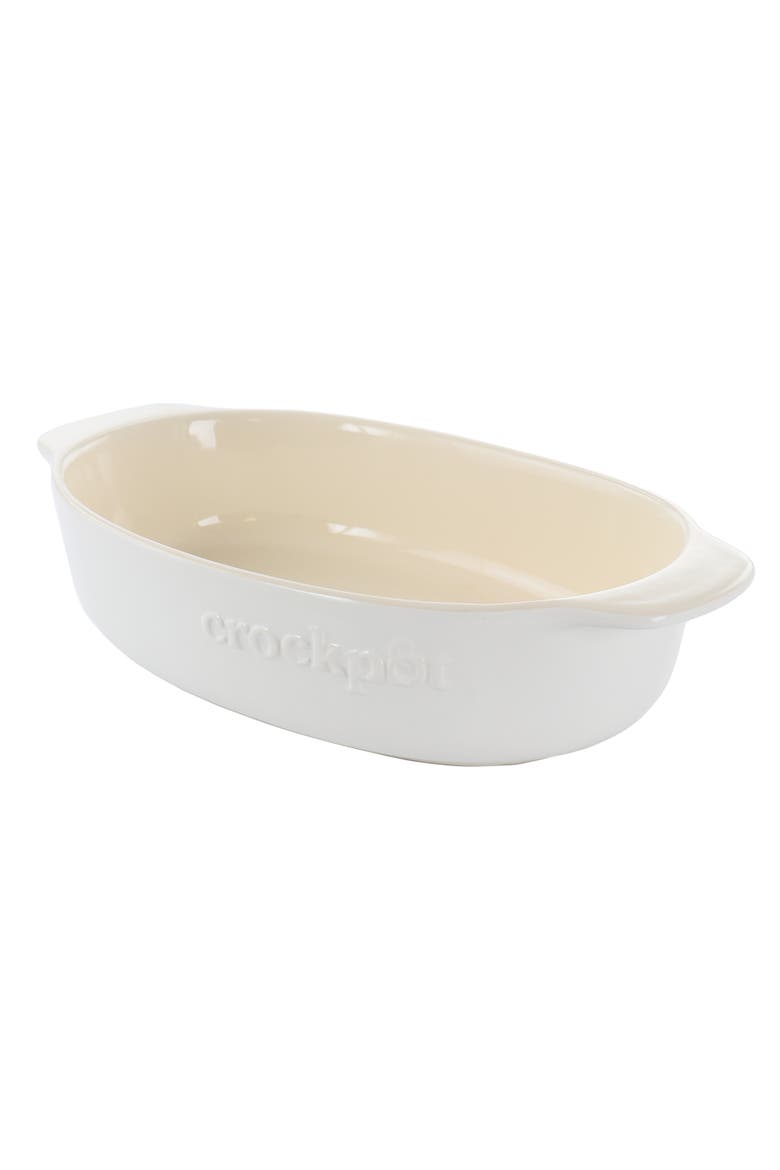 2.5 Quart Oval Stoneware Casserole, Alternate, color, White