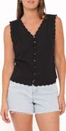 Petal & Pup Lori Lace Trim Sleeveless Cotton Button-Up Shirt