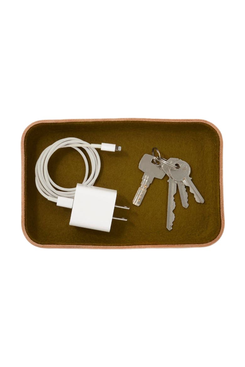 Kawabon Leather/Merino Wool Small Tray, Main, color, Golden Moss Vachetta