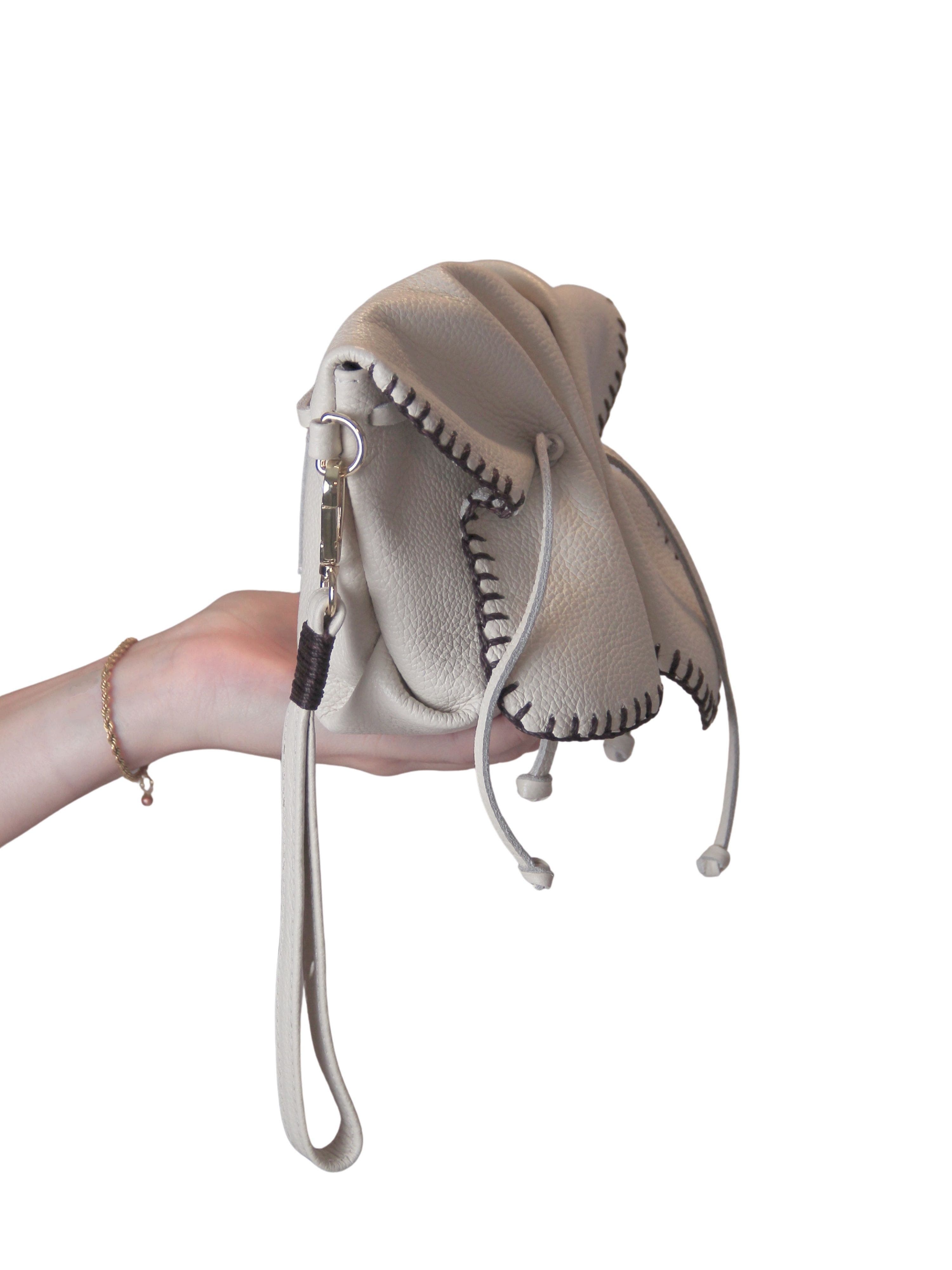 Carlos Falchi Mini Butterfly Leather Bag, Alternate, color, Winter White