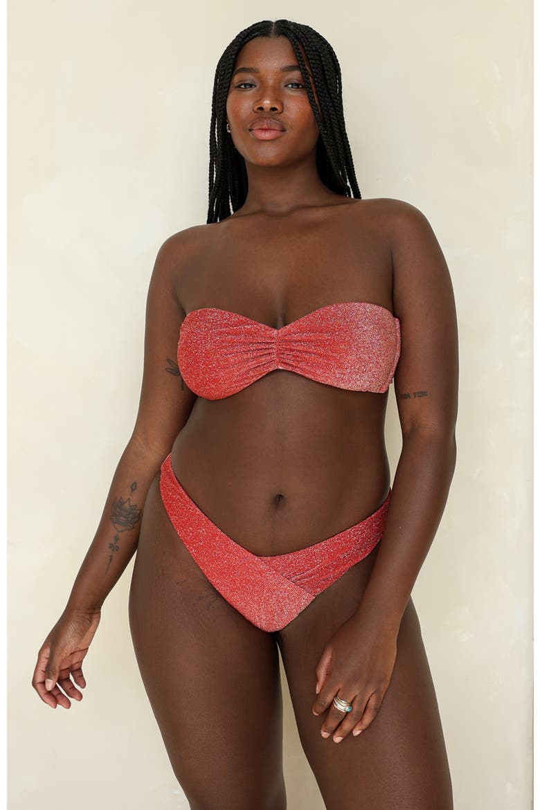 Hudson Bandeau Bikini Top, Alternate, color, Flame
