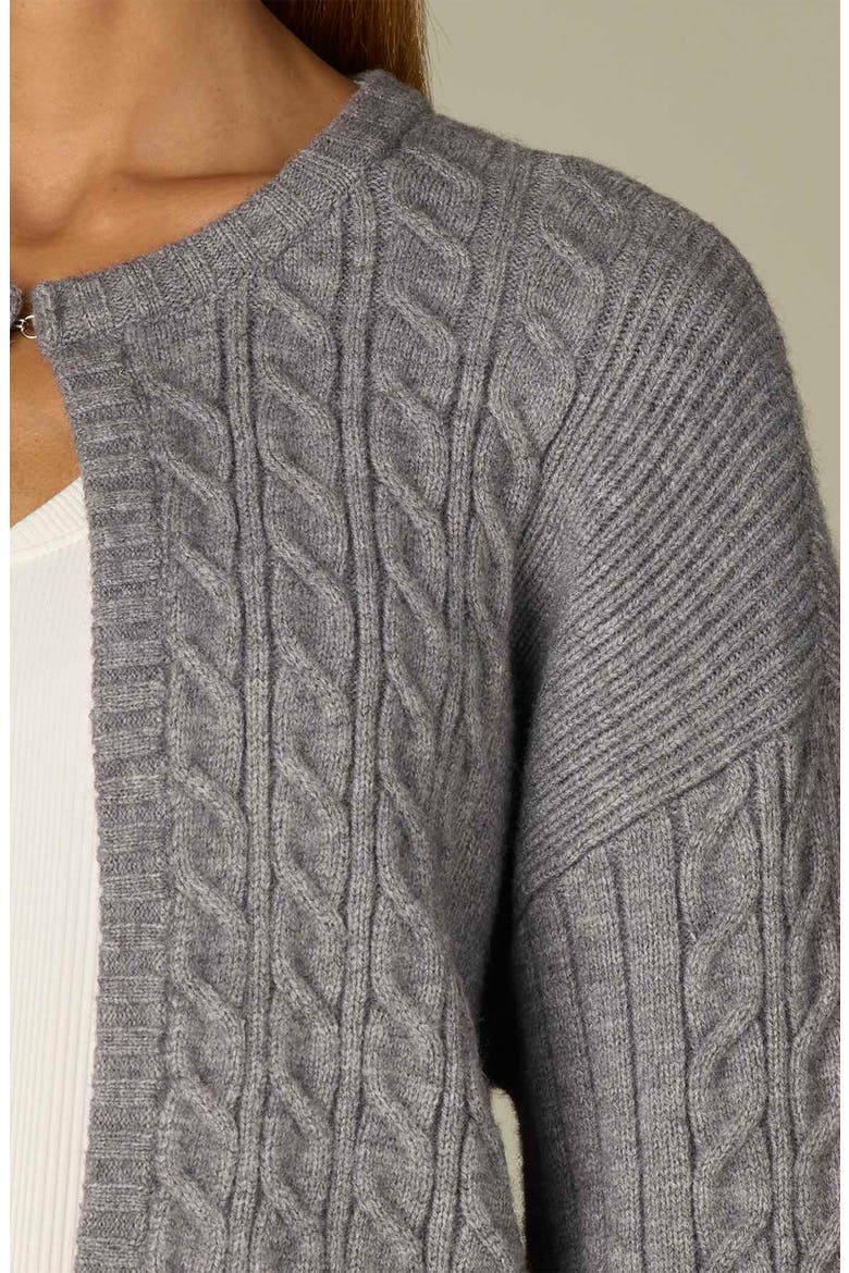 Cable Stitch Rib Cardigan, Alternate, color, GREY