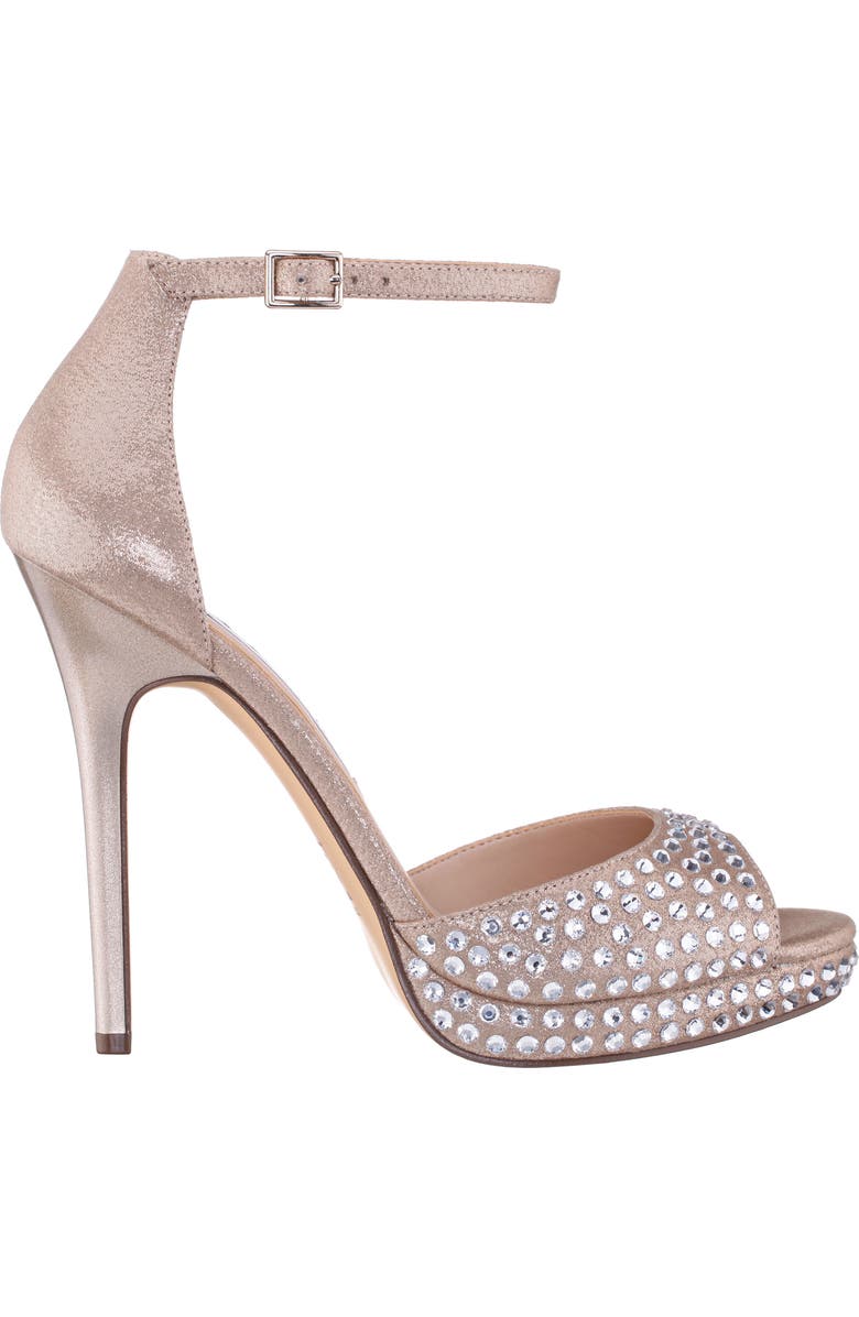 Nina Francia Crystal Ankle Strap Stiletto Sandal, Alternate, color, Taupe
