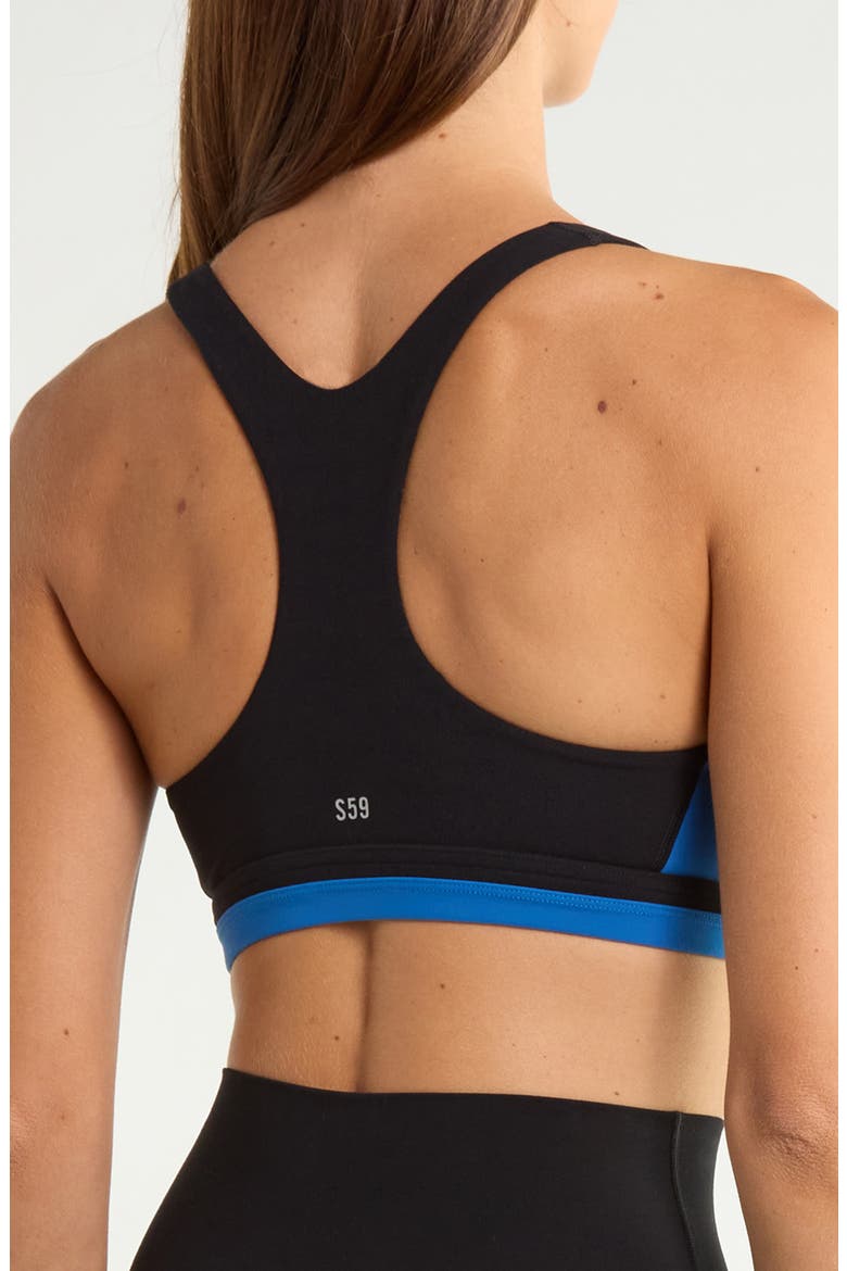 Maci Airweight™ Colorblocked Sports Bra, Alternate, color, BLACK/ CLASSIC BLUE
