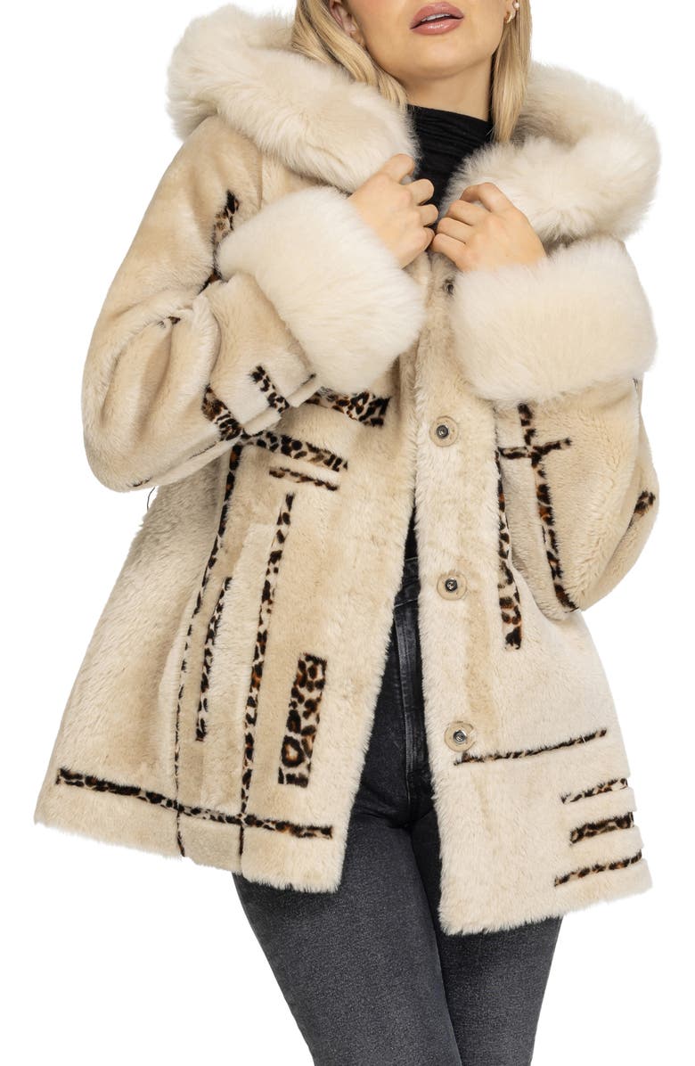GORSKI Reversible Genuine Shearling Parka with cuffs, Alternate, color, Palomino/Lprd Intarsia