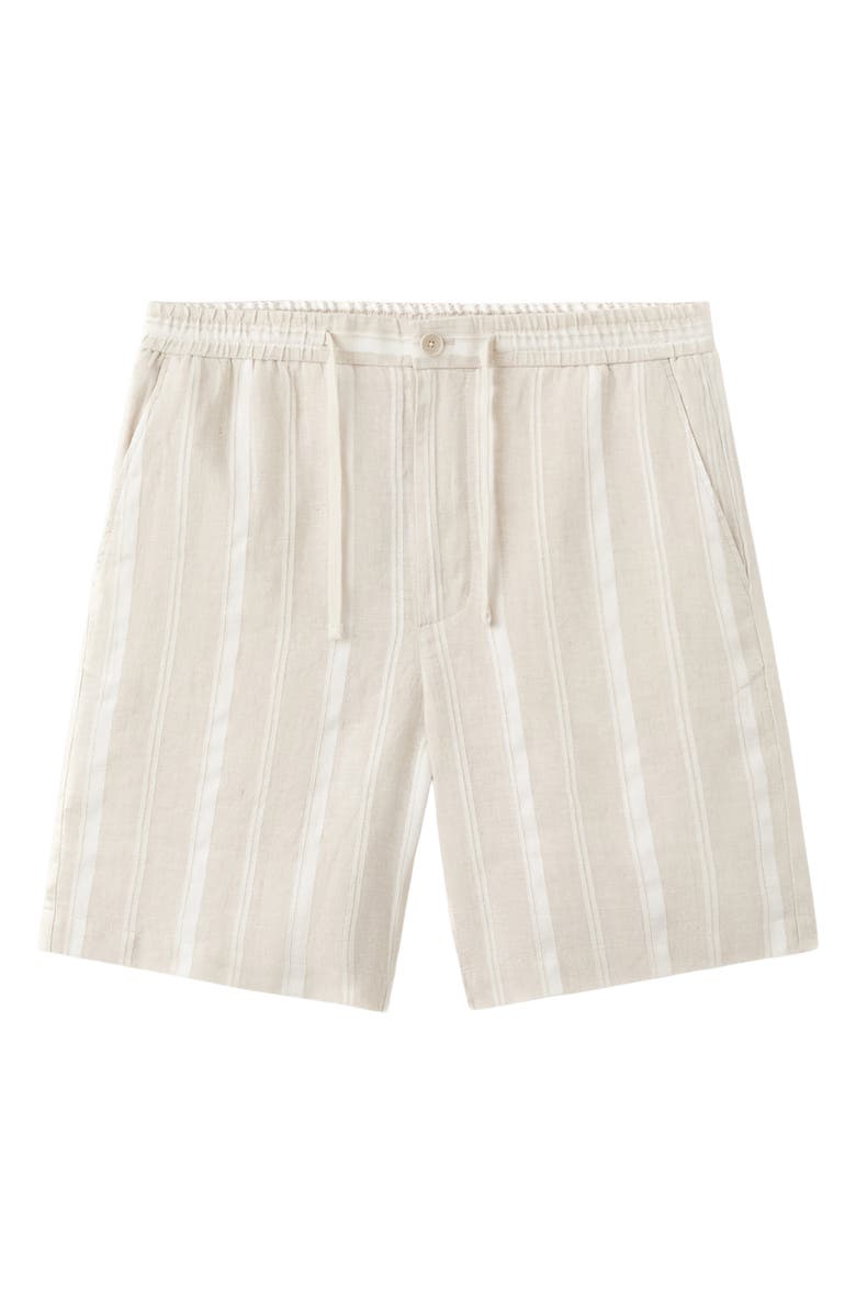 MANGO Stripe Linen Blend Bermuda Shorts, Alternate, color, Ecru