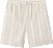 MANGO Stripe Linen Blend Bermuda Shorts
