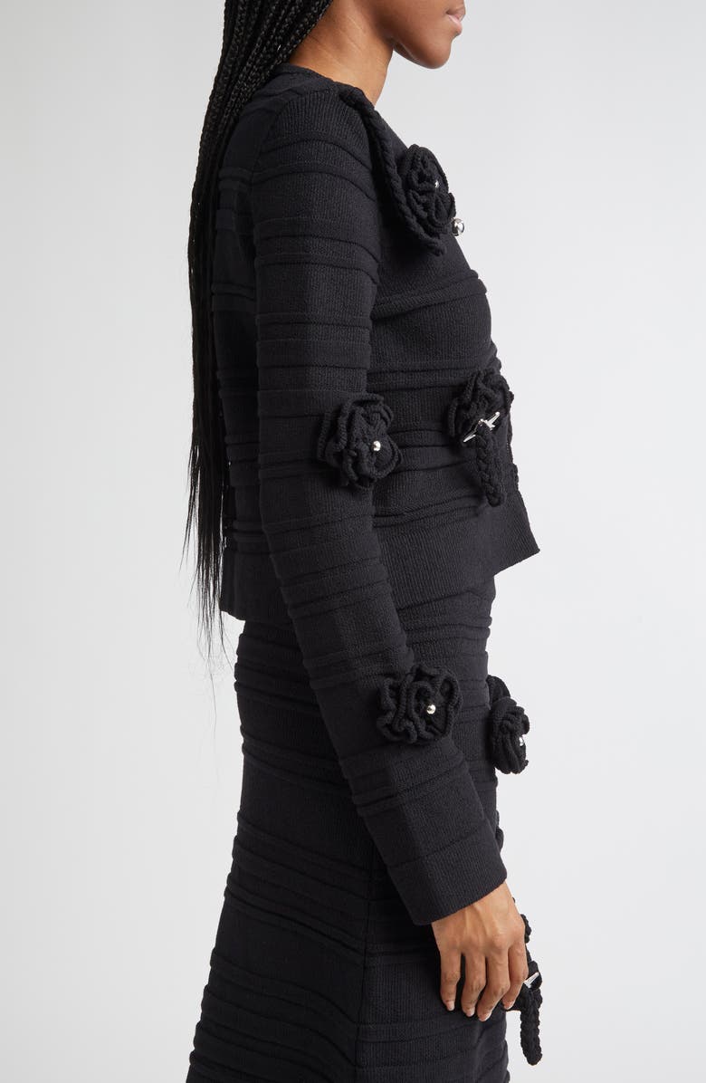 Chopova Lowena Club Floral Appliqué Rib Cardigan, Alternate, color, 