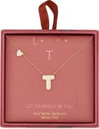 Leith Cubic Zirconia Heart & Bubble Initial Pendant Necklace