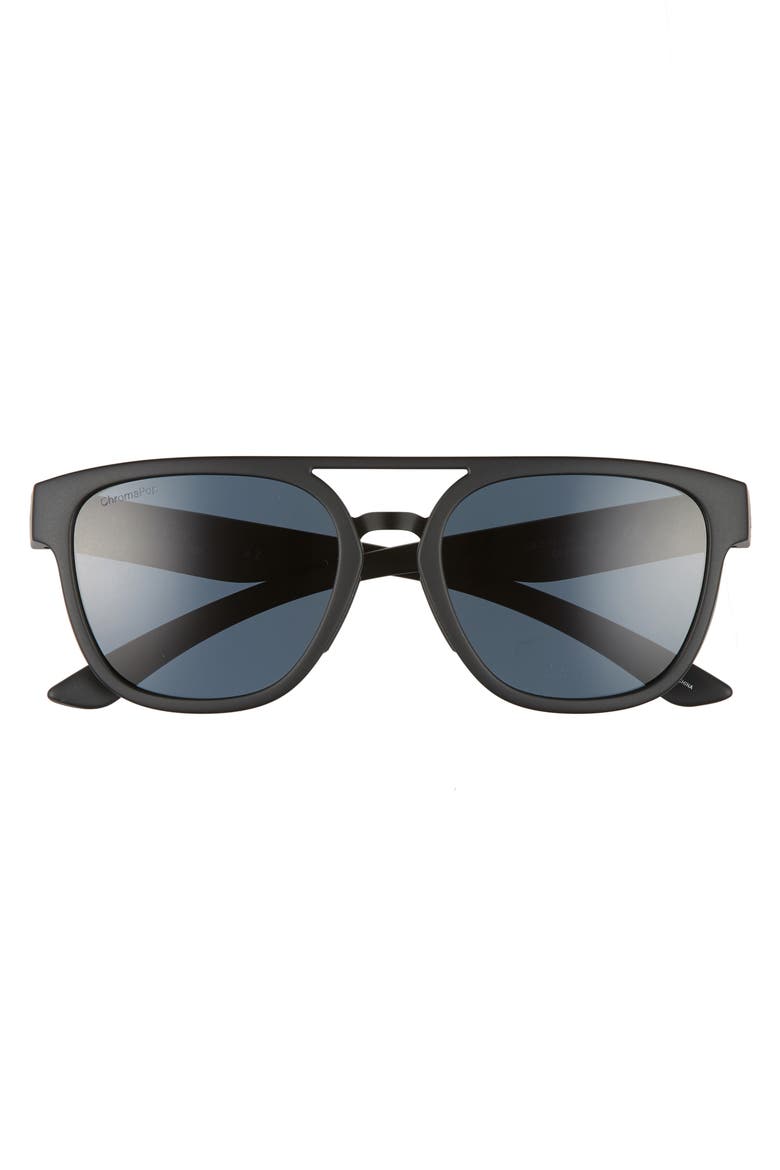 Agency 54mm ChromaPop™ Polarized Flat Top Sunglasses, Alternate, color, MATTE BLACK/ BLACK