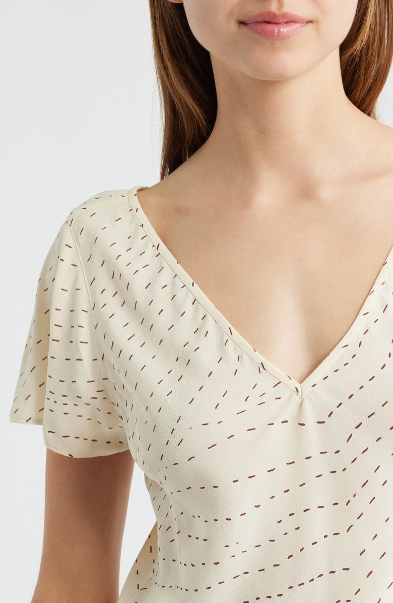 rag & bone Yvonne Print Flutter Sleeve Top, Alternate, color, Ivory Print