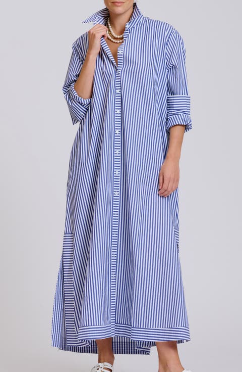 Sybil Stripe Long Sleeve Cotton Shirtdress