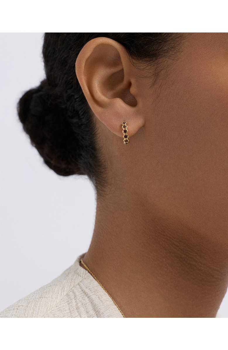 Astley Clarke Gold Deco Red Garnet & Red Sapphire Huggie Earrings, Alternate, color, Gold