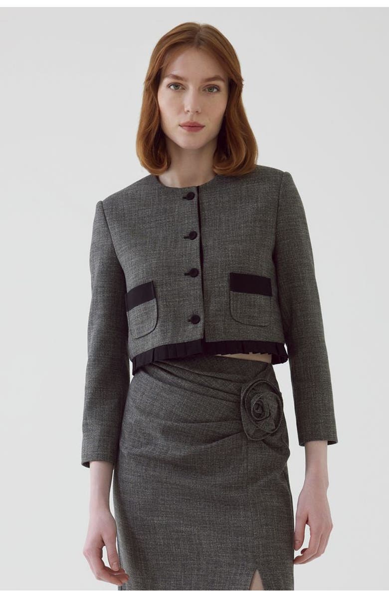 Exquise Amias Cropped Jacket, Main, color, Anthracite