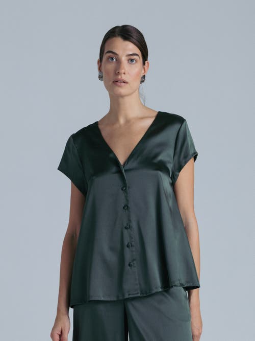 Alas Silk Short Sleeve Shirt In Gray