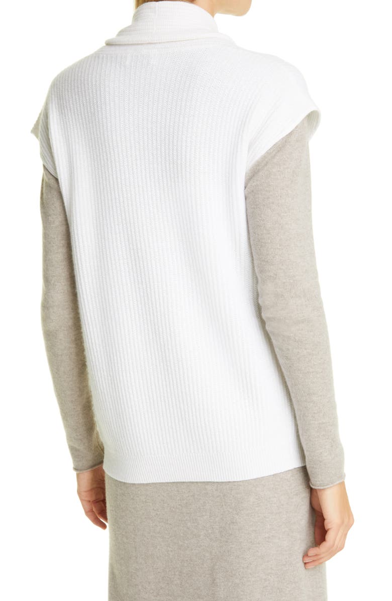 Allude Rib Tie Front Sweater Vest, Alternate, color,