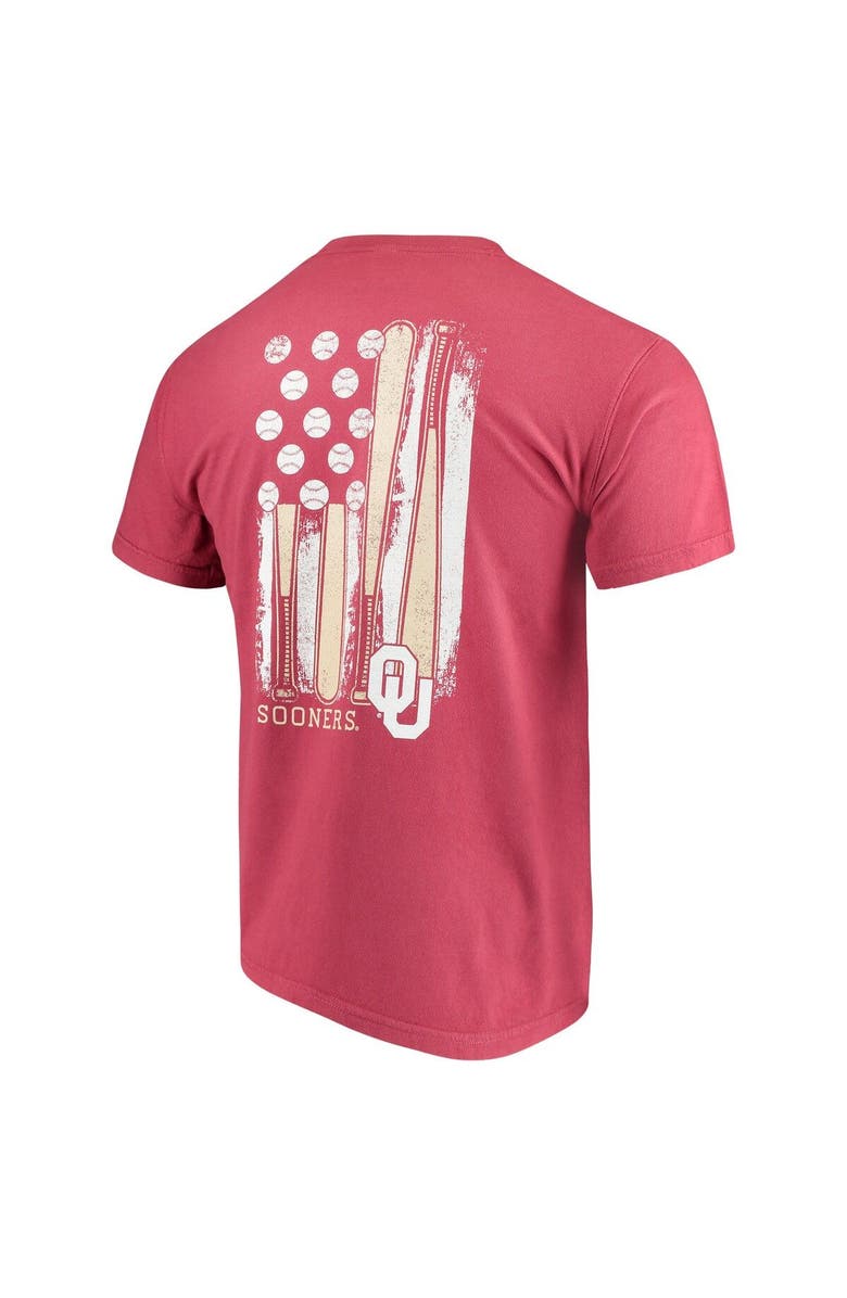 IMAGE ONE Men's Crimson Oklahoma Sooners Baseball Flag Comfort Colors T-Shirt, Alternate, color,