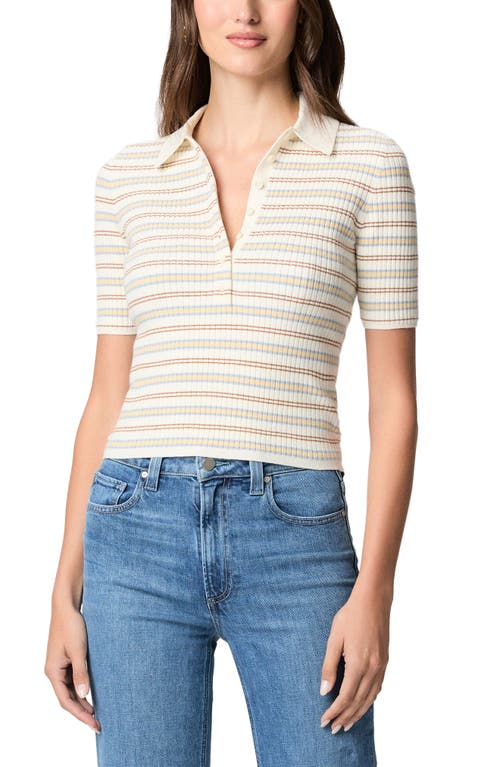 PAIGE Summit Stripe Organic Cotton Blend Top in White Multi at Nordstrom, Size X-Large