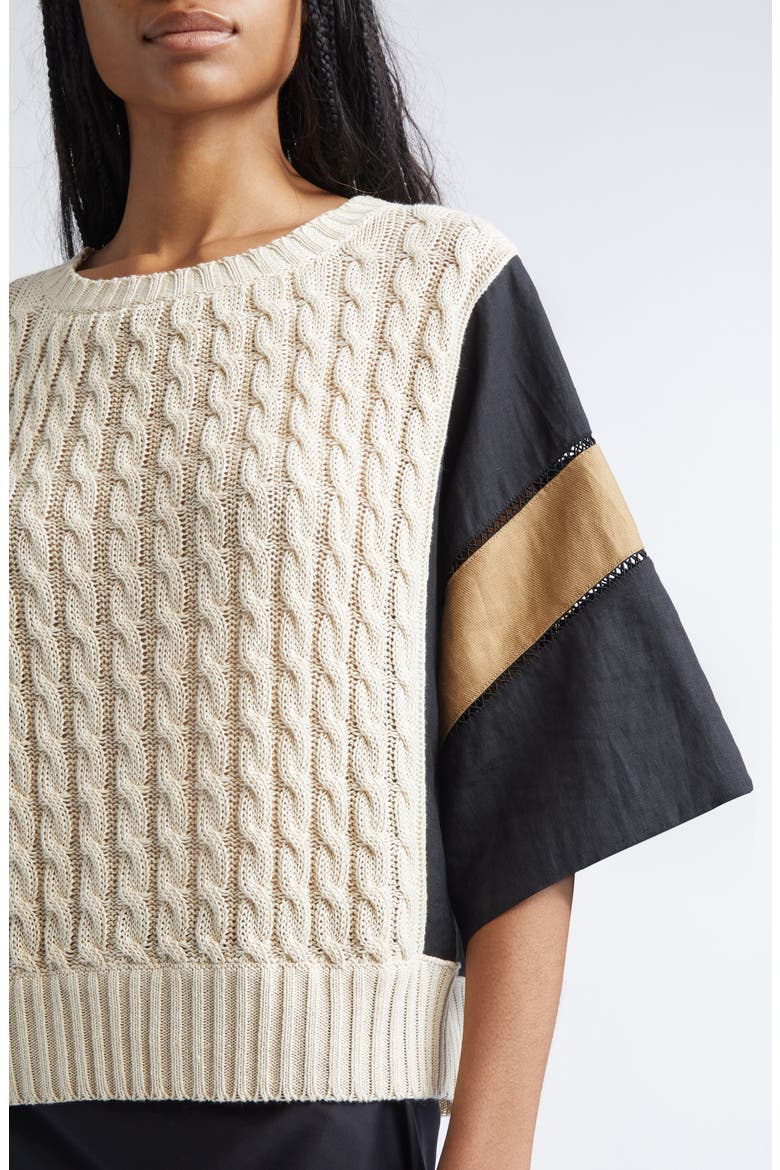 Hybrid Linen Cable Sweater, Alternate, color, BEIGE