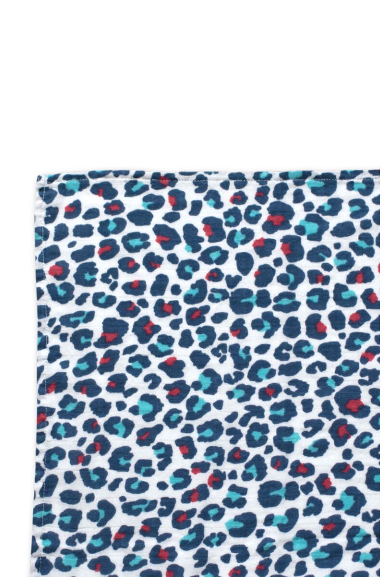 XL Blue Leopard Sensory Organic Cotton Muslin Blanket, Alternate, color, BLUE LEOPARD PRINT