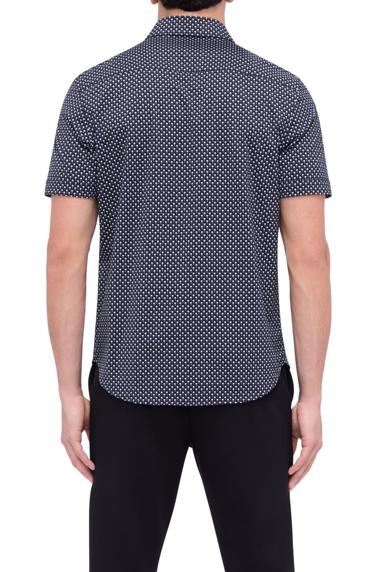 Miles OoohCotton® Palm Print Short Sleeve Button-Up Shirt, Alternate, color, BLACK