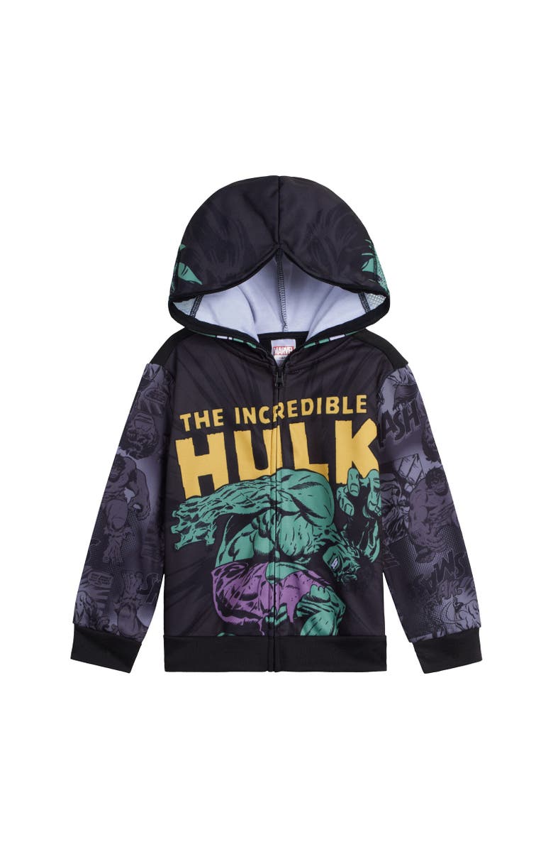 Marvel Cosplay Zip-Up Hoodie, Alternate, color, The Hulk Black Black