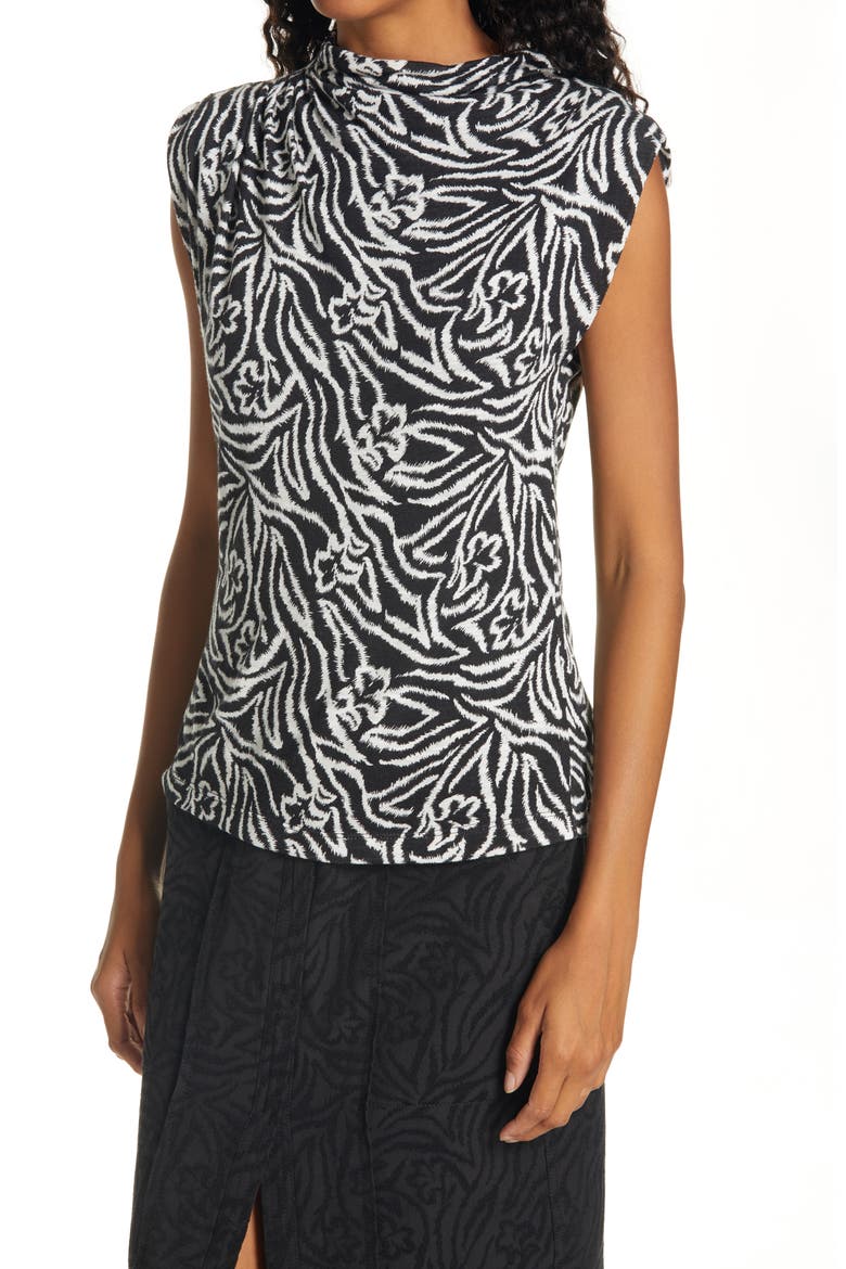 Zebra Lily Mock Neck Top, Alternate, color, BLACK COMBO