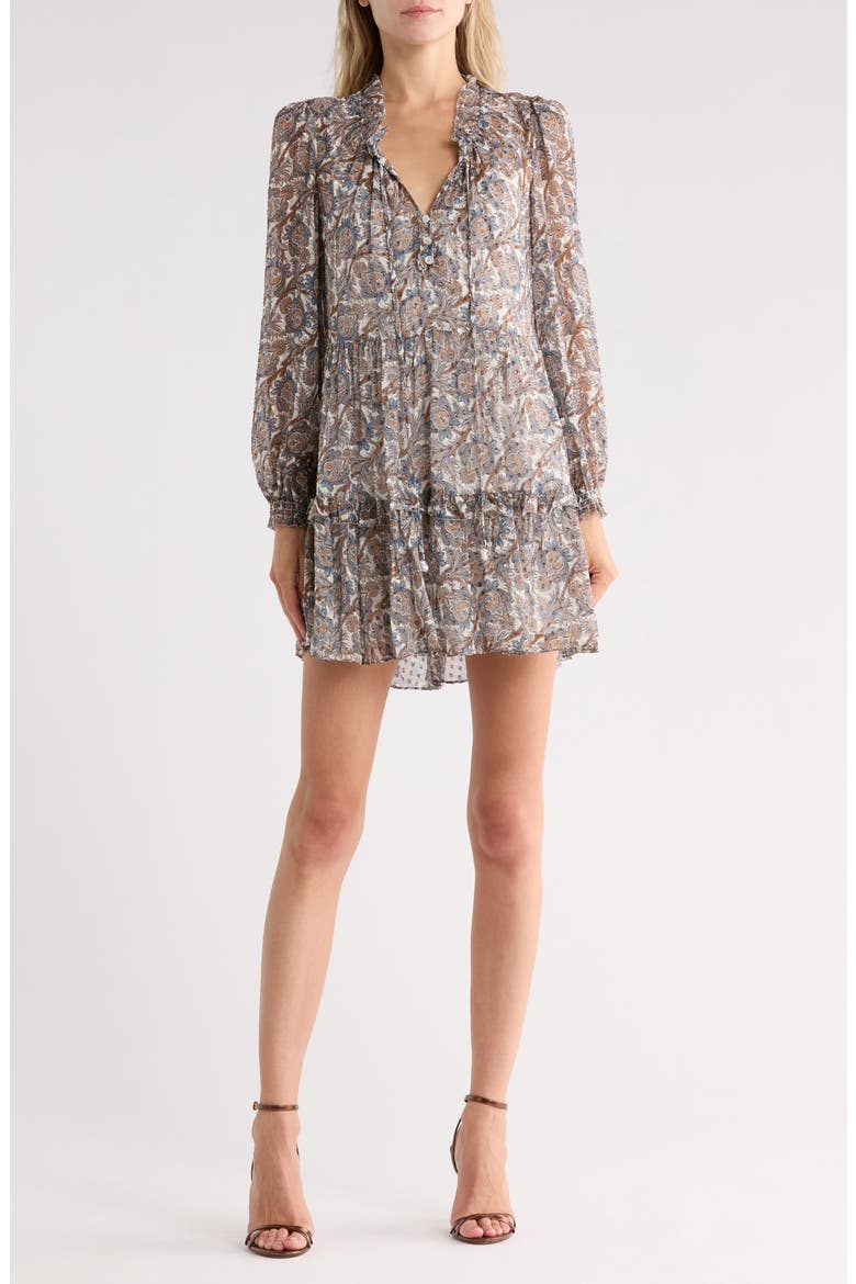 Charles Paisley Silk Blend Minidress, Main, color, DOVE MULTI