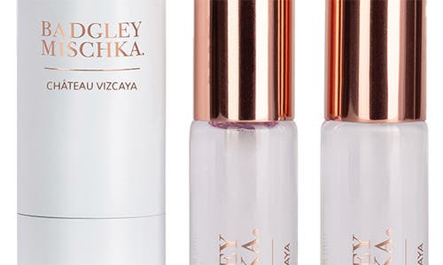 Badgley Mischka Château Vizcaya Extrait De Parfum Twist & Spray Travel Set & Passport Cover $100 Val In White