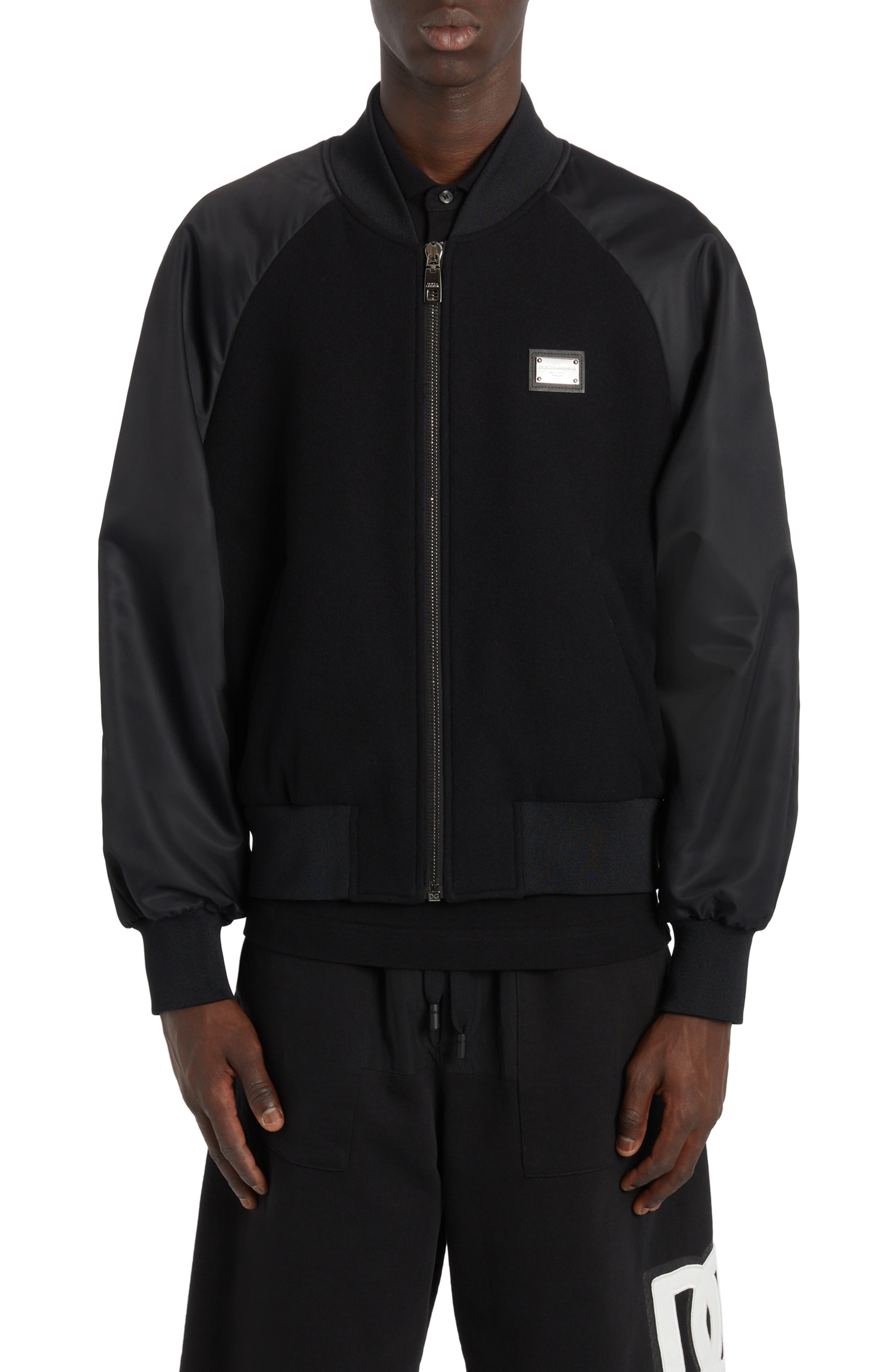 Mixed Media Padded Bomber Jacket
